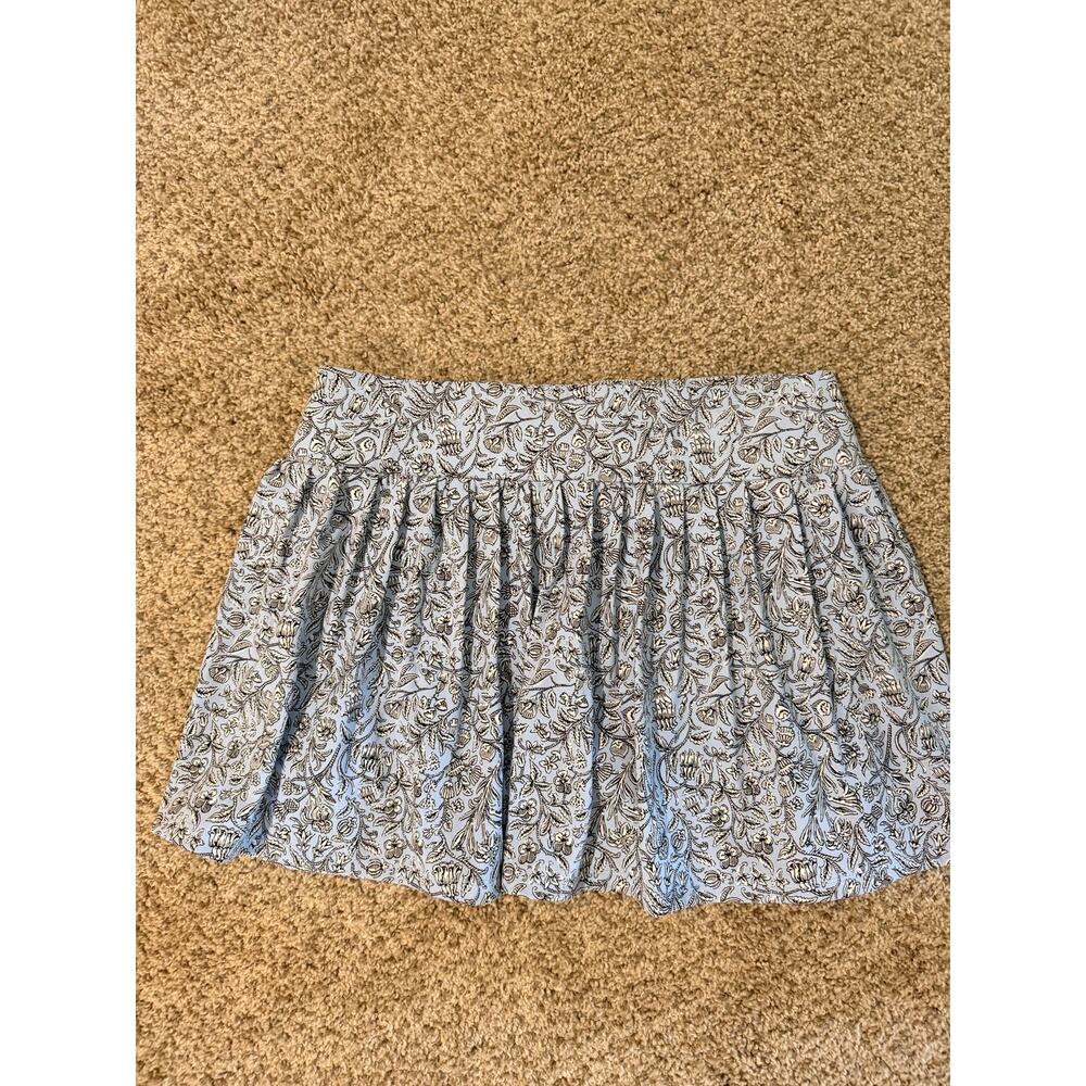 Laura Ashley blue black white floral print skort euc pleated L